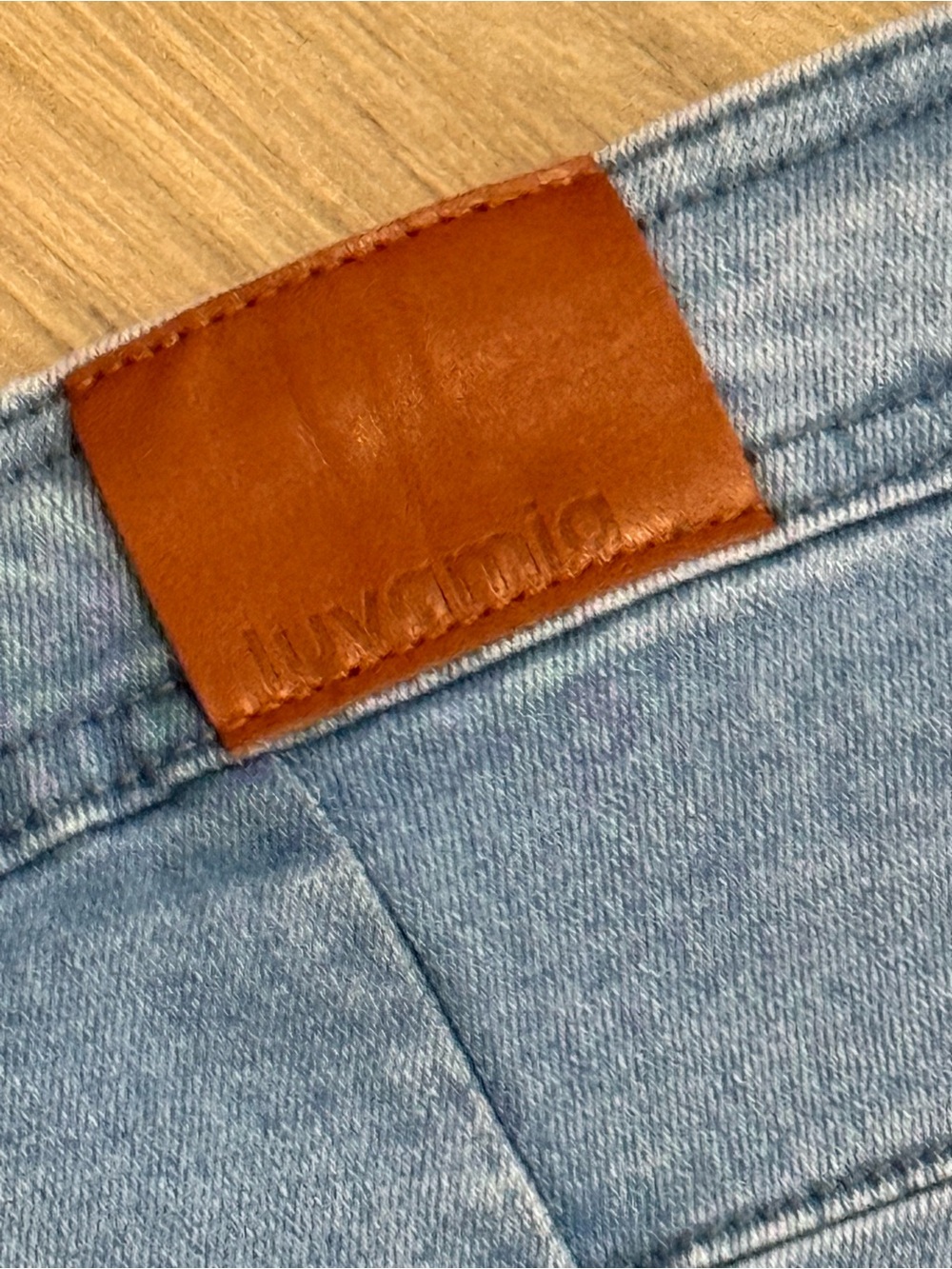 Luvamia Light Blue Denim Wrap Mini Skirt Size M - Picture 5 of 8